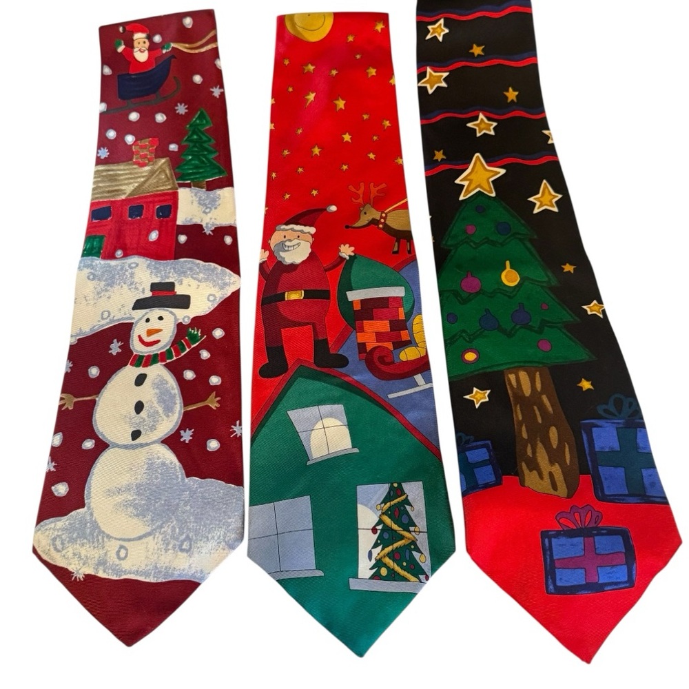 Save the children jingle bells 100% silk three men’s Christmas holiday ties